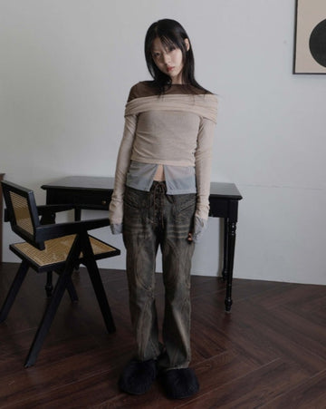 EYELET BROWN BOOTS CUT PT